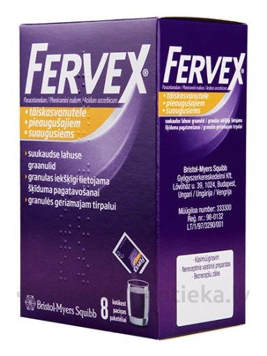 Fervex suhkruga täiskasvanutele, 8 pakki | internetaptieka.lv