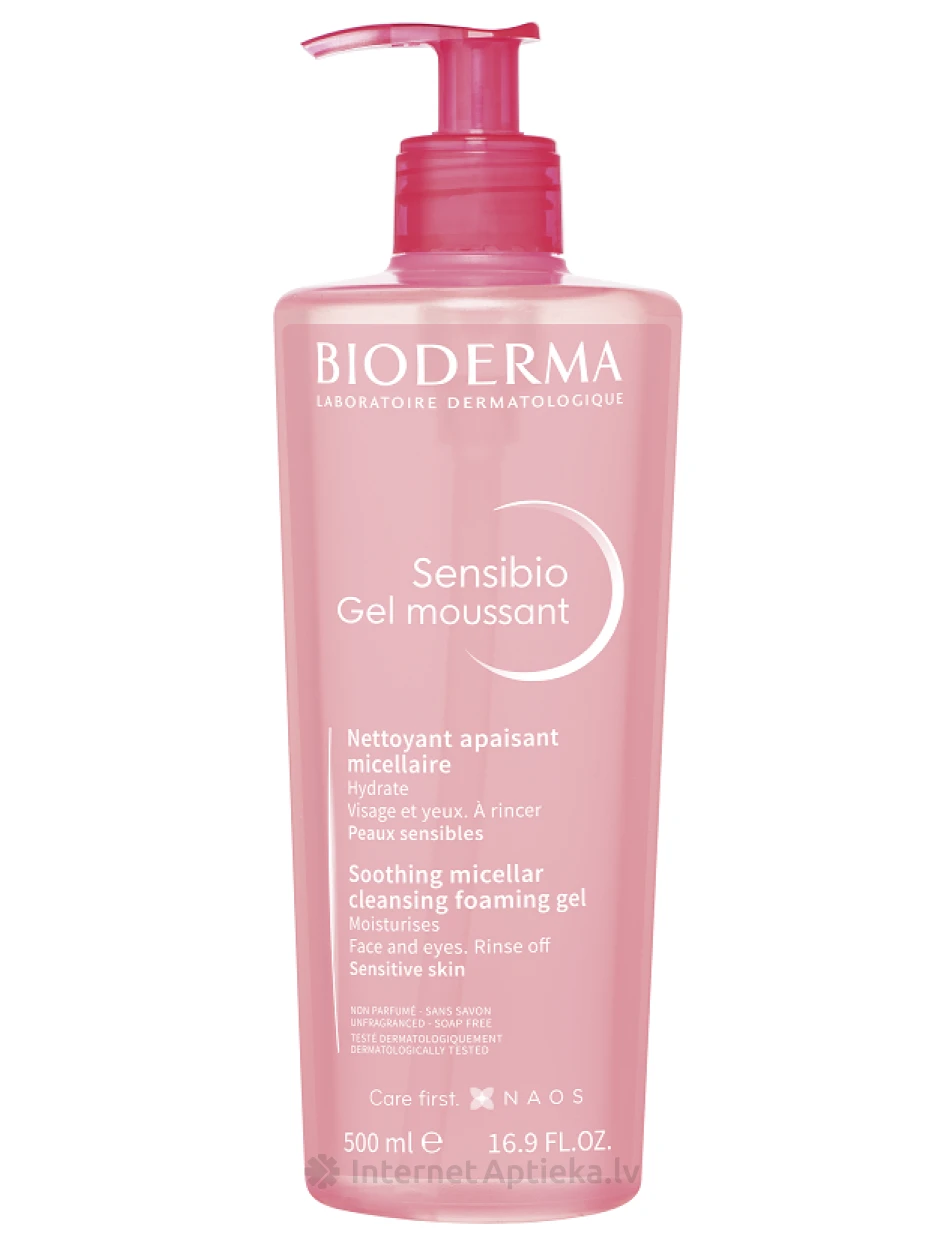 Bioderma Sensibio Gel moussant attīrošs putojošs gels jutīgai ādai, 500 ml | internetaptieka.lv