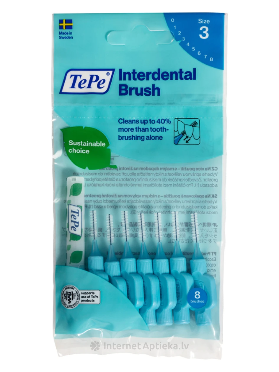 TePe Interdental Brush vahehambaharjad 0,6 mm, sinine, 8 tk | internetaptieka.lv