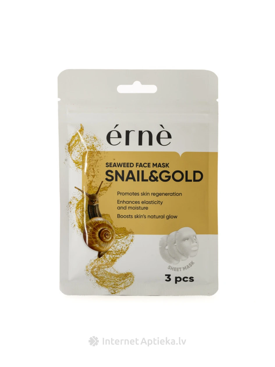 Erne Seaweed Snail & Gold atjaunojošas sejas maskas, 3 gb. | internetaptieka.lv