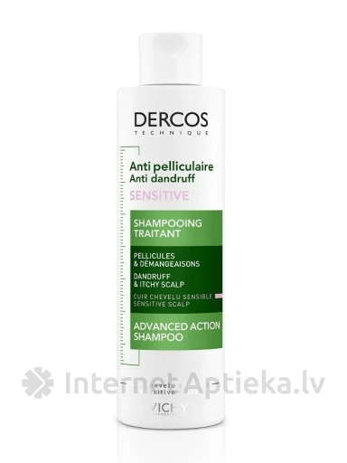 VICHY DERCOS kõõmavastane šampoon tundlikule peanahale, 200 ml | internetaptieka.lv