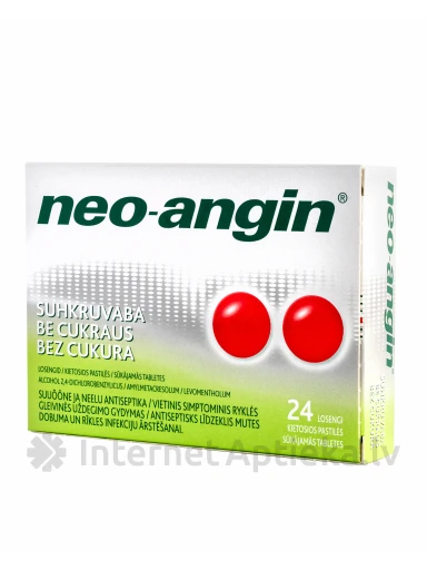 Neo-angin без сахара, 24 сосательных таблеток | internetaptieka.lv
