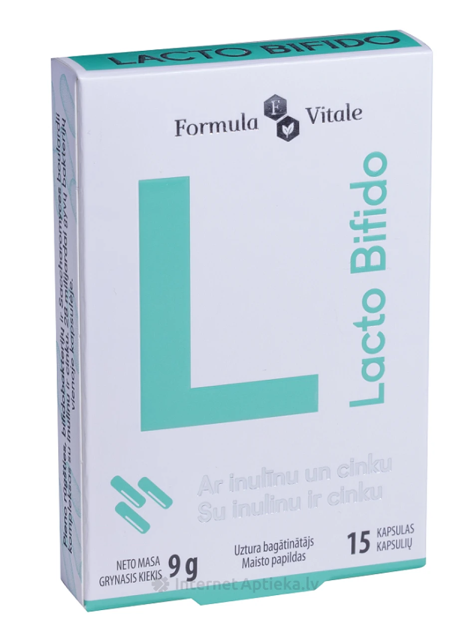 Formula Vitale Lacto Bifido комплекс лакто, бифидо бактерий с инулином, 15 капсул | internetaptieka.lv