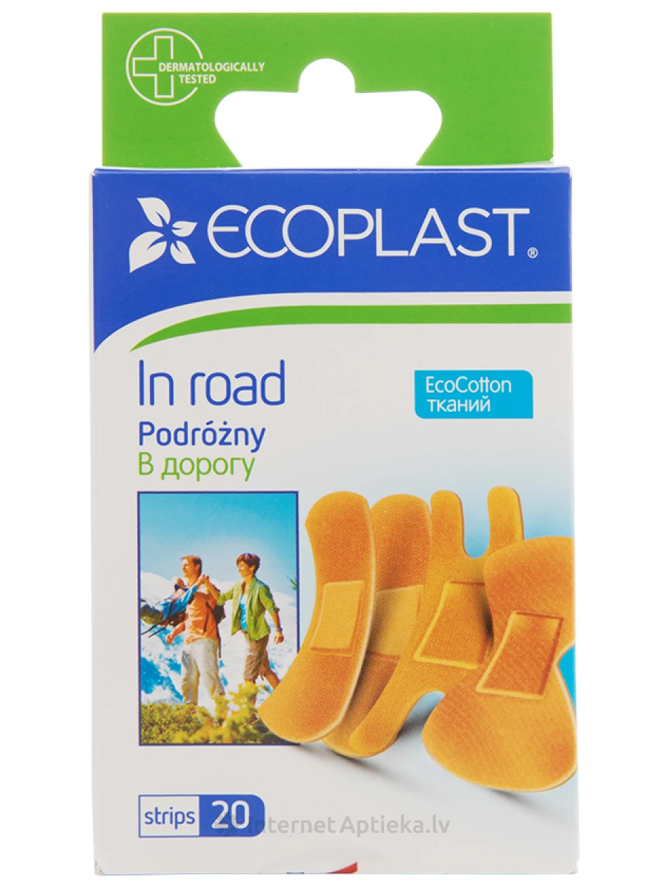Комплект пластырей ECOPLAST для поездок, 20 шт. | internetaptieka.lv