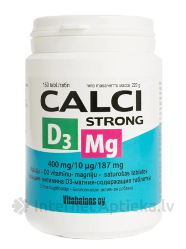 Calci Strong + Magneesium + D3-vitamiin, 150 tabletti | internetaptieka.lv