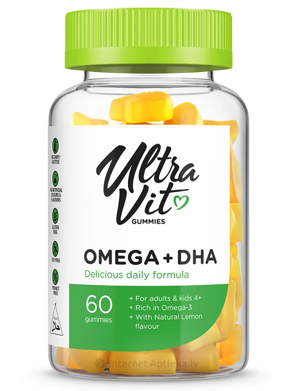 UltraVit Gummies Omega 3 + DHA košļājamas tabletes, 60 gb. | internetaptieka.lv