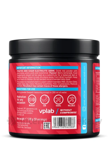 Vplab FitActive Zero Lemonade Pulveris, 200 g | internetaptieka.lv
