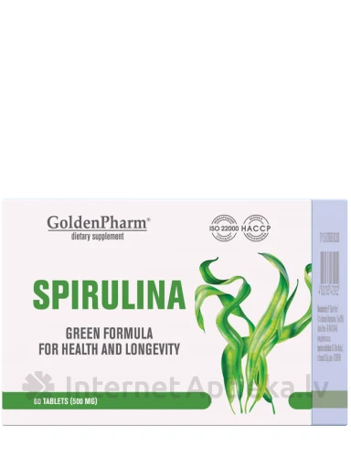 Spirulīna 500mg, 60 tabletes | internetaptieka.lv