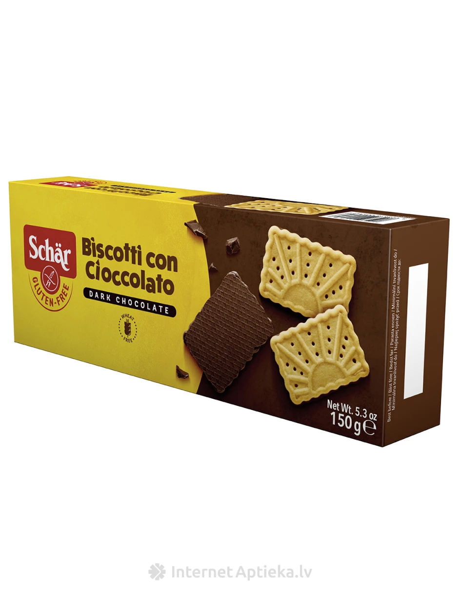 Schär Biscotti безглютеновое бисквитное печенье с шоколадом, 150 г | internetaptieka.lv