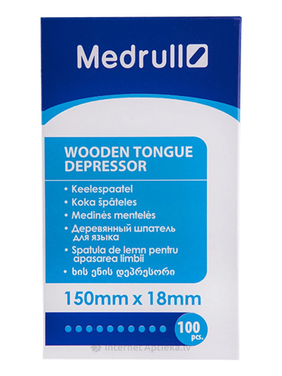 Medrull Špātele koka 150 mm x 18 mm, 100 gb. | internetaptieka.lv