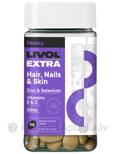 LIVOL EXTRA hair, skin, nails, 90 tabletes | internetaptieka.lv