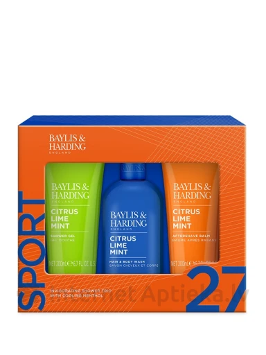 Baylis & Harding Citrus Lime & Mint Men's Invigorating Shower Trio dāvanu komplekts | internetaptieka.lv
