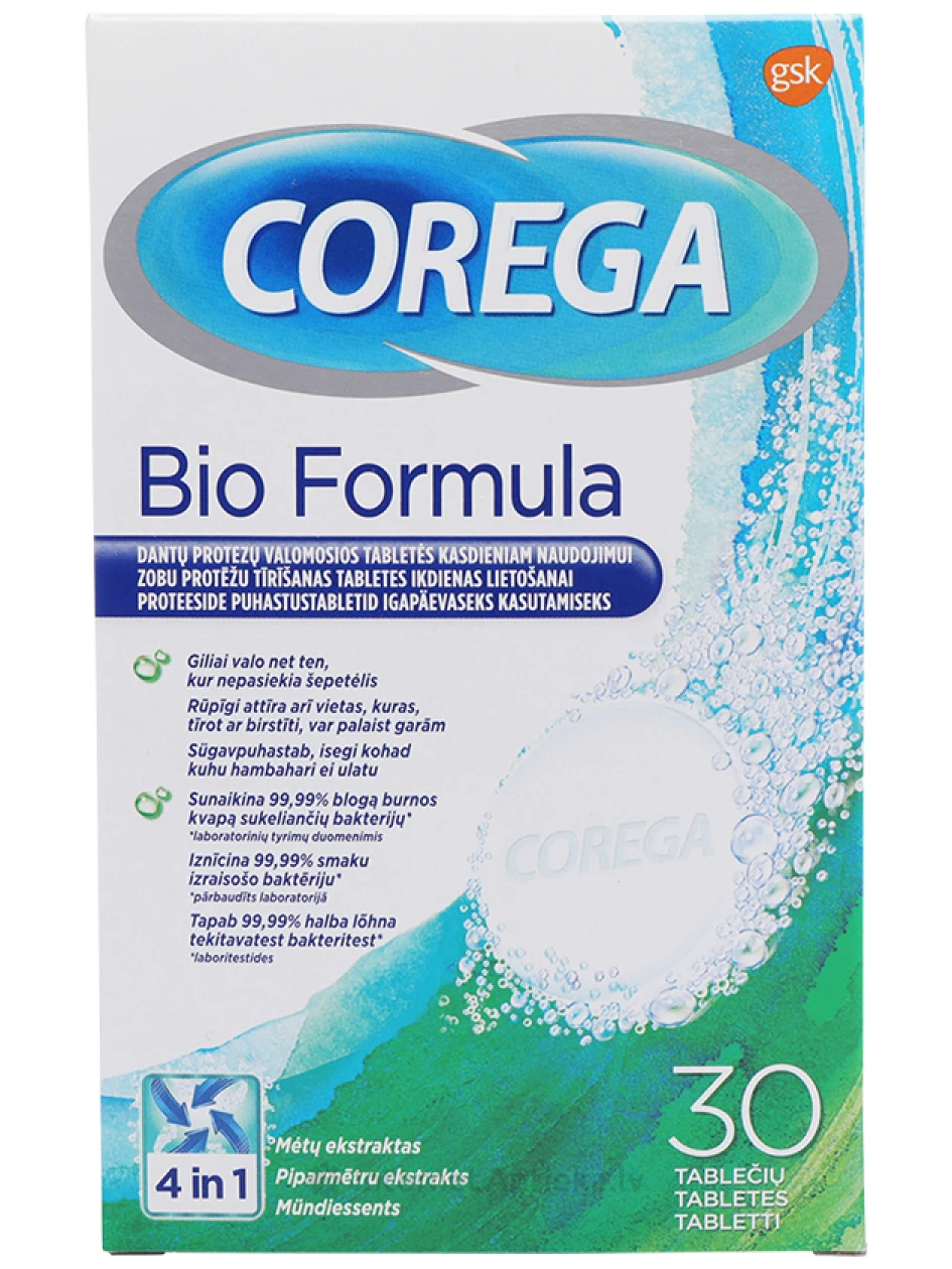 Corega BIO protēžu tīrīšanai, 30 tabletes | internetaptieka.lv