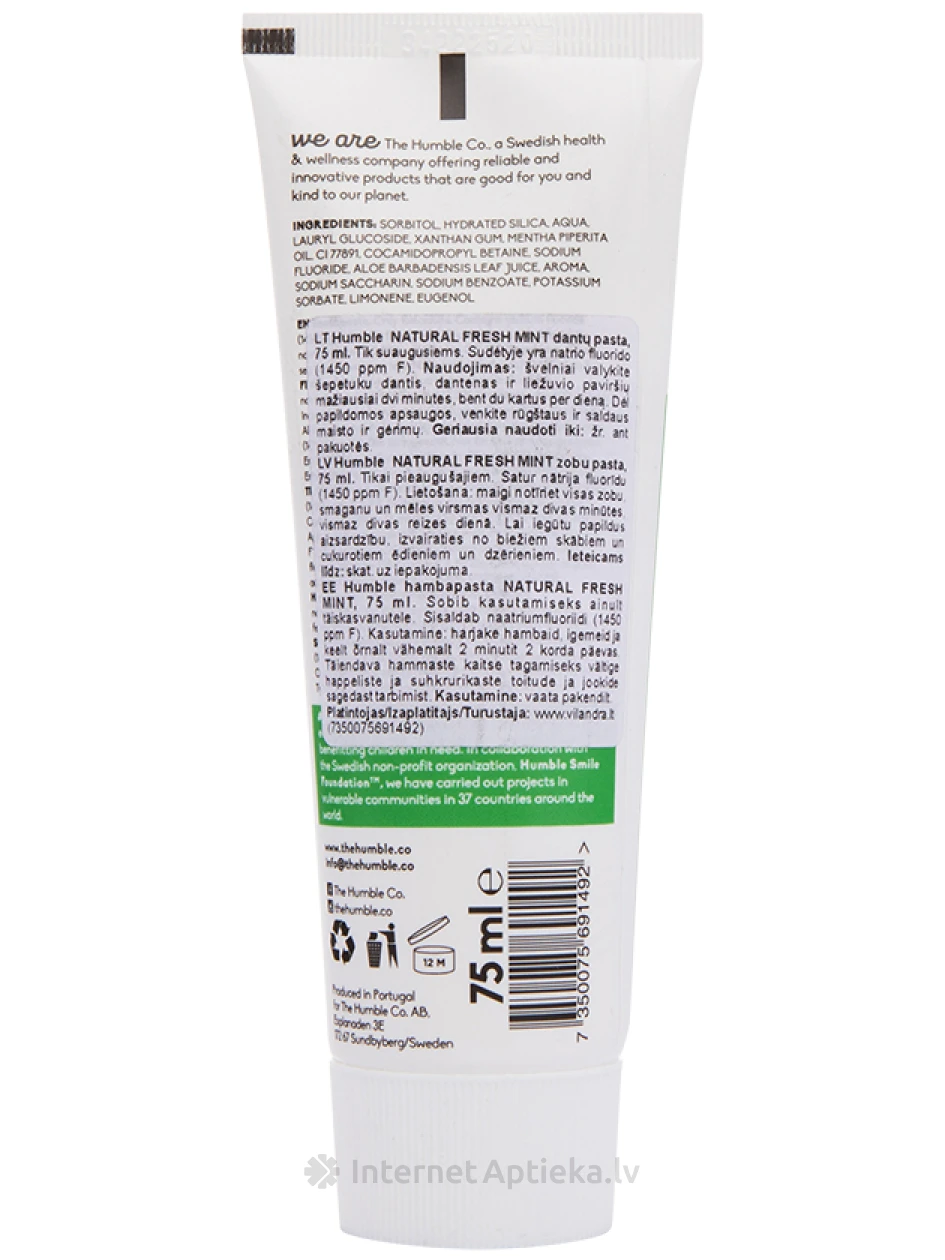 HUMBLE hambapasta – FRESH MINT fluoriidiga, 75 ml | internetaptieka.lv