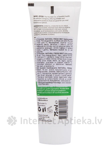HUMBLE zobu pasta – FRESH MINT ar fluoru, 75 ml | internetaptieka.lv