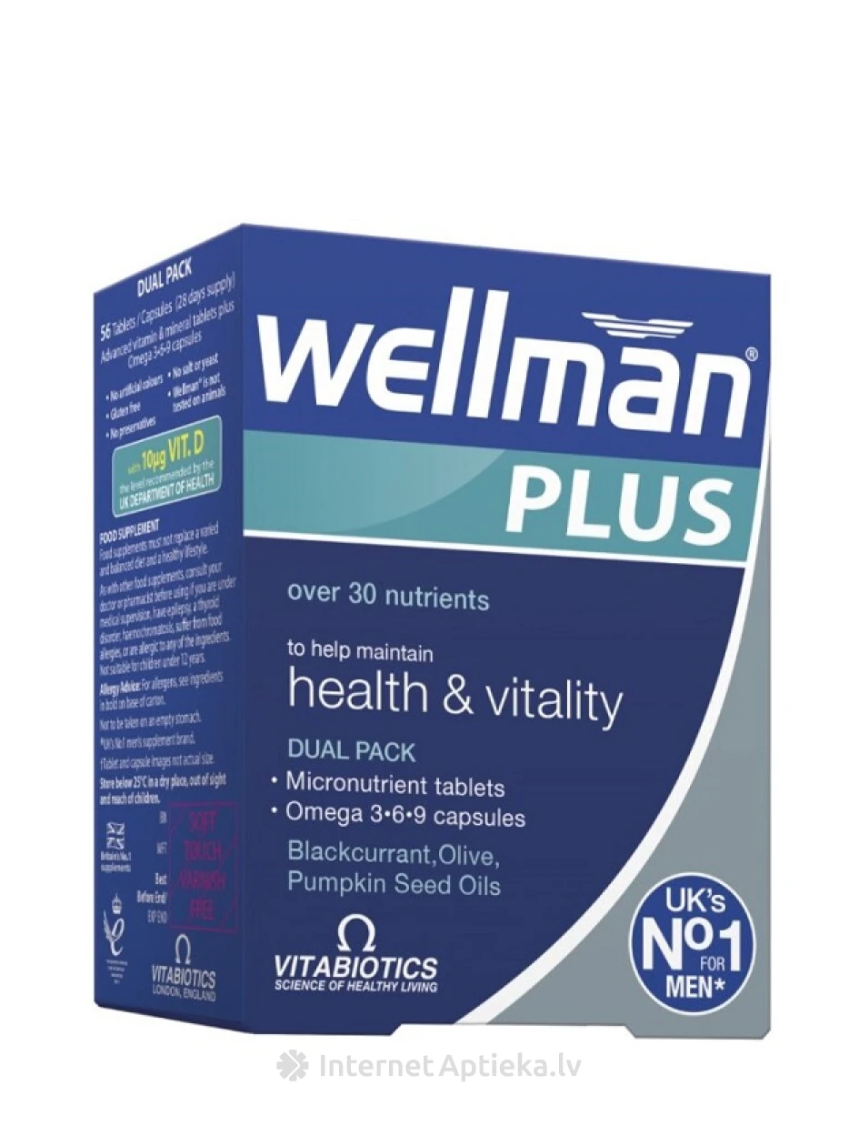Wellman Plus Omega 3-6-9, 28 tabletti ja 28 kapslit | internetaptieka.lv