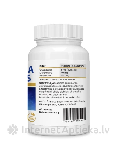 Melatoniini kompleks, 60 tabletti | internetaptieka.lv