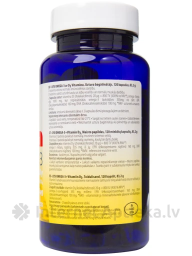 Lysi Omega-3 рыбий жир с витамином D, 120 капсул | internetaptieka.lv