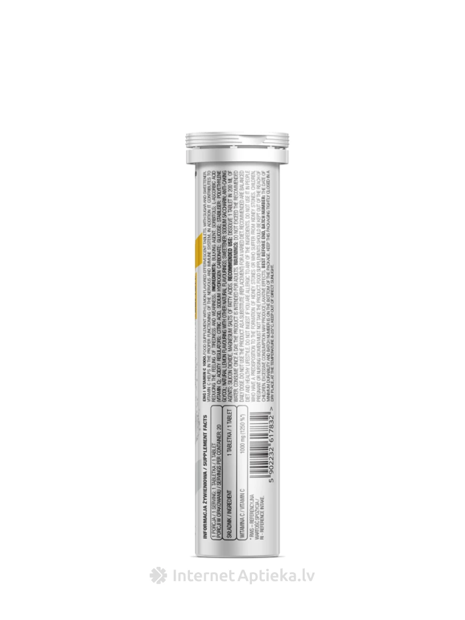 OstroVit Vitamin C 1000 mg Ar citrona garšu, 20 putojošas tabletes | internetaptieka.lv
