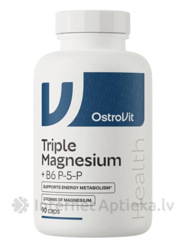 OstroVit Triple Magnesium + B6 P-5-P kapsulas, 90 gb. | internetaptieka.lv