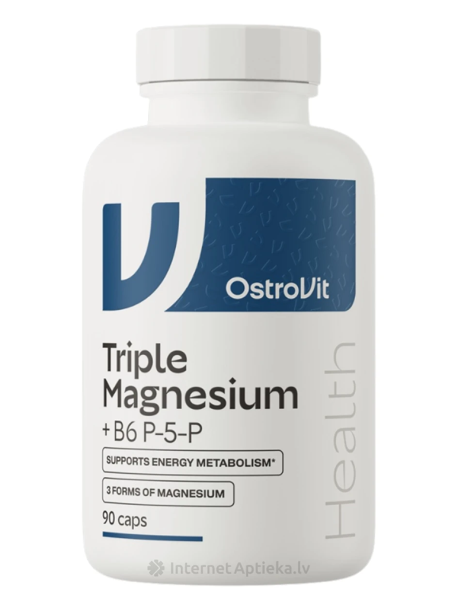 OstroVit Triple Magnesium + B6 P-5-P kapsulas, 90 gb. | internetaptieka.lv