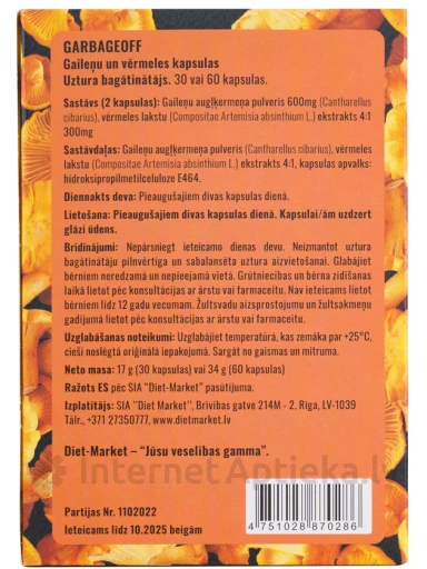 Garbageoff Лисички и полынь, 30 капсул | internetaptieka.lv