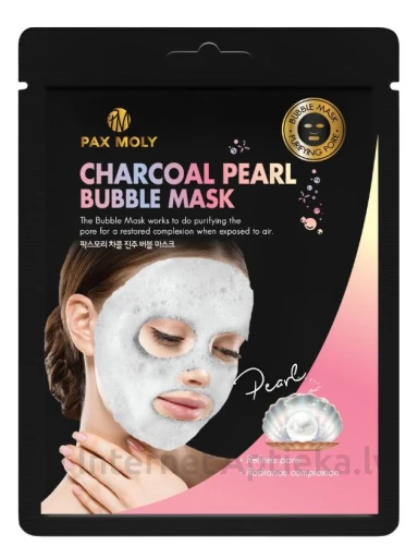 PAX MOLY Charcoal Pearl burbuļu sejas maska, 22 g | internetaptieka.lv
