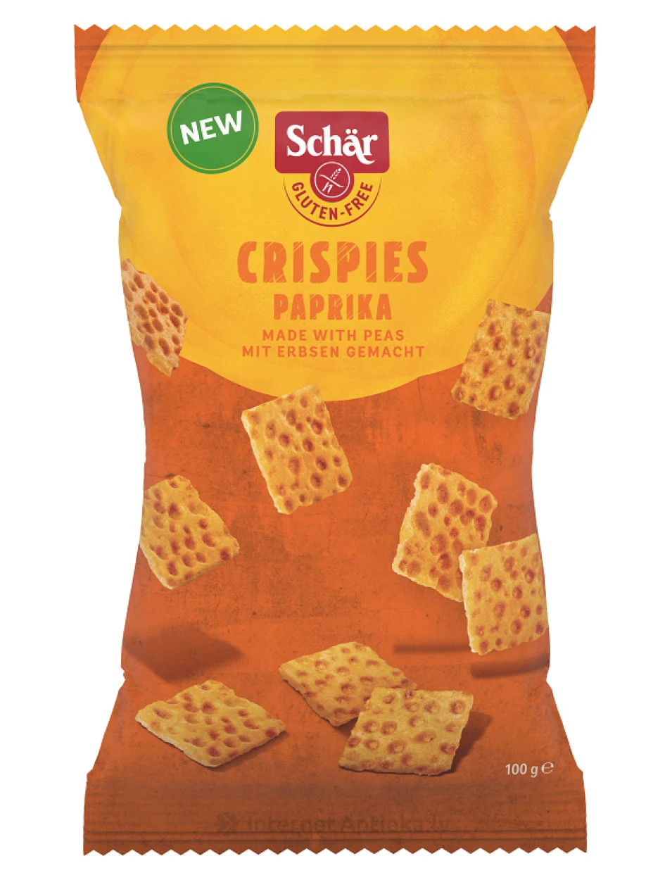 Schar Crispies Paprika хрустящая гороховая закуска с паприкой, 100 г | internetaptieka.lv