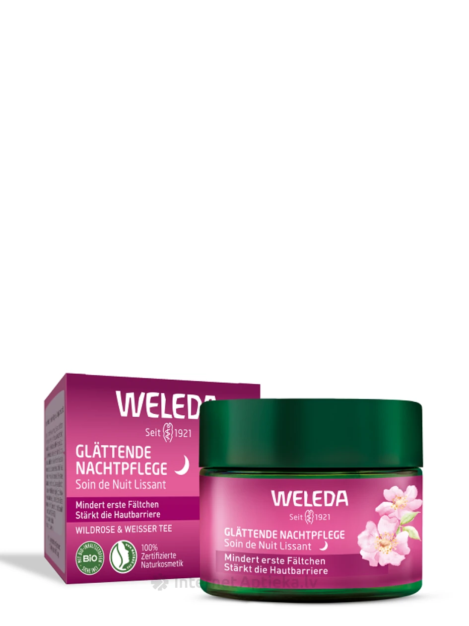 WELEDA Wild Rose & White Tea разглаживающий ночной крем для всех типов кожи лица, 40 мл | internetaptieka.lv
