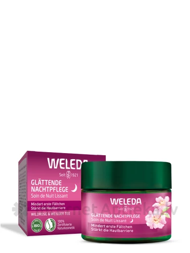 Weleda Wild Rose & White Tea izlīdzinošs nakts krēms visiem sejas ādas tipiem, 40 ml | internetaptieka.lv