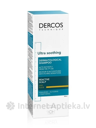 Vichy Dercos Ultra Soothing šampūns sausiem matiem, 200 ml | internetaptieka.lv