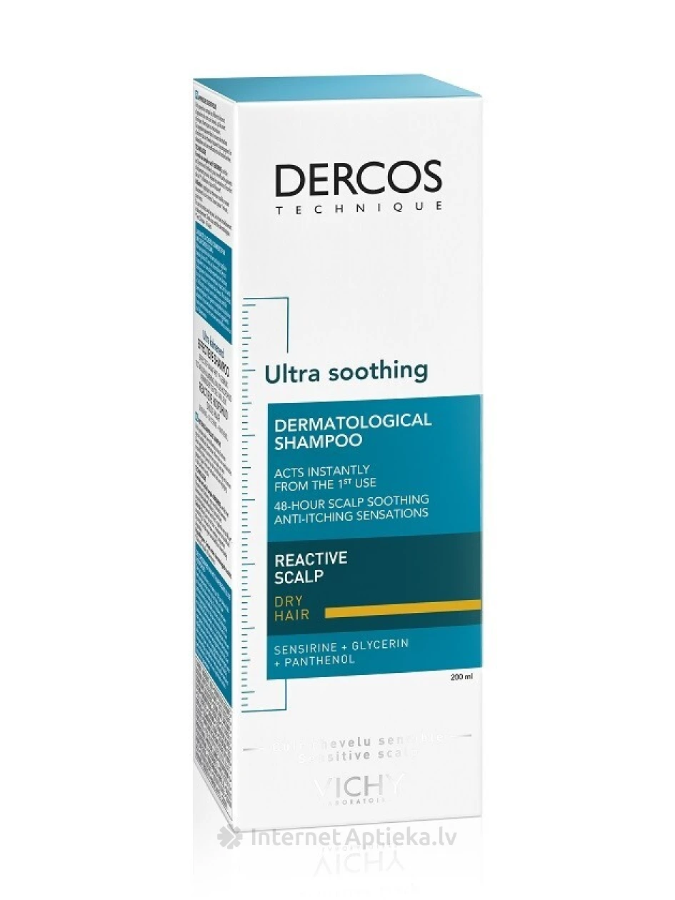 Vichy Dercos Ultra Soothing šampūns sausiem matiem, 200 ml | internetaptieka.lv