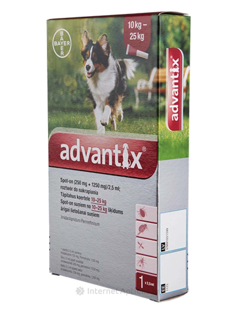 Advantixi lahus kirpude ja puukide vastu koertele 10-25 kg, 1 tk. | internetaptieka.lv