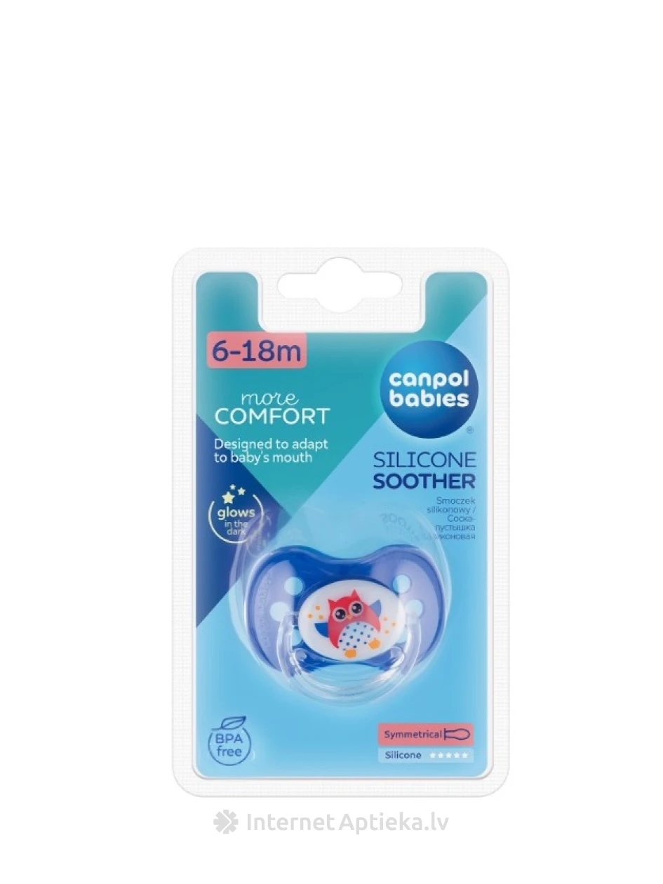 Canpol силиконовая соска-пустышка Owl от 6 до 18 месяцев, 1 шт. | internetaptieka.lv