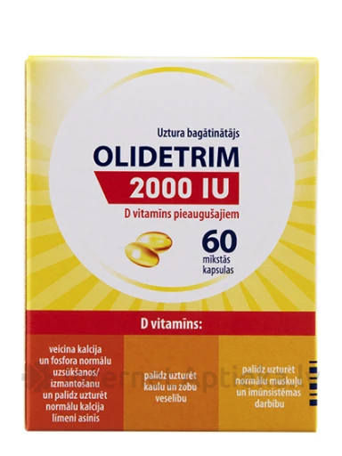 Olidetrim 2000 IU vitamīns D3, 60 kapsulas | internetaptieka.lv