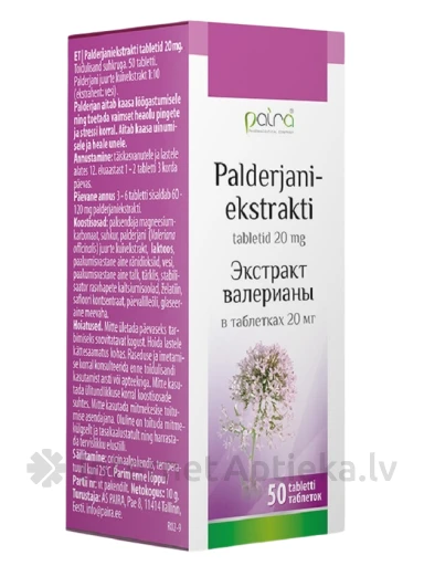 Palderjani ekstrakt 20 mg, 50 tabletti | internetaptieka.lv