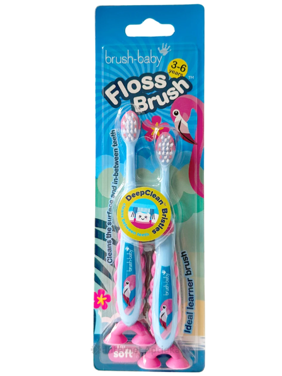 Brush-Baby Zobu suka Floshbrush flamingo 3-6 gadi, 2 gb. | internetaptieka.lv
