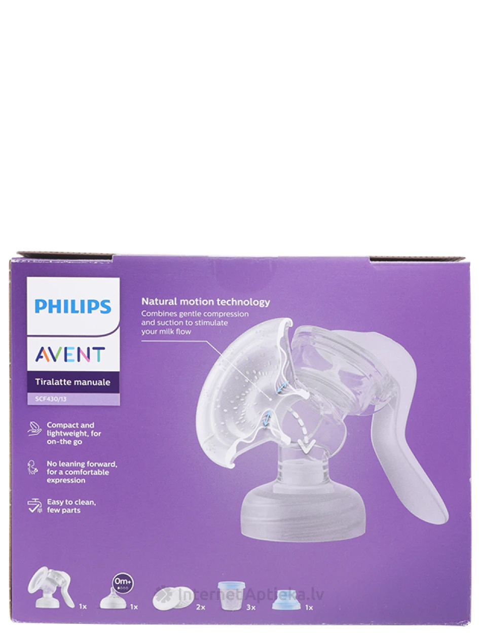 Philips Avent Lotus manuālais krūts piena sūknis ar trauciņiem, 1gb. | internetaptieka.lv