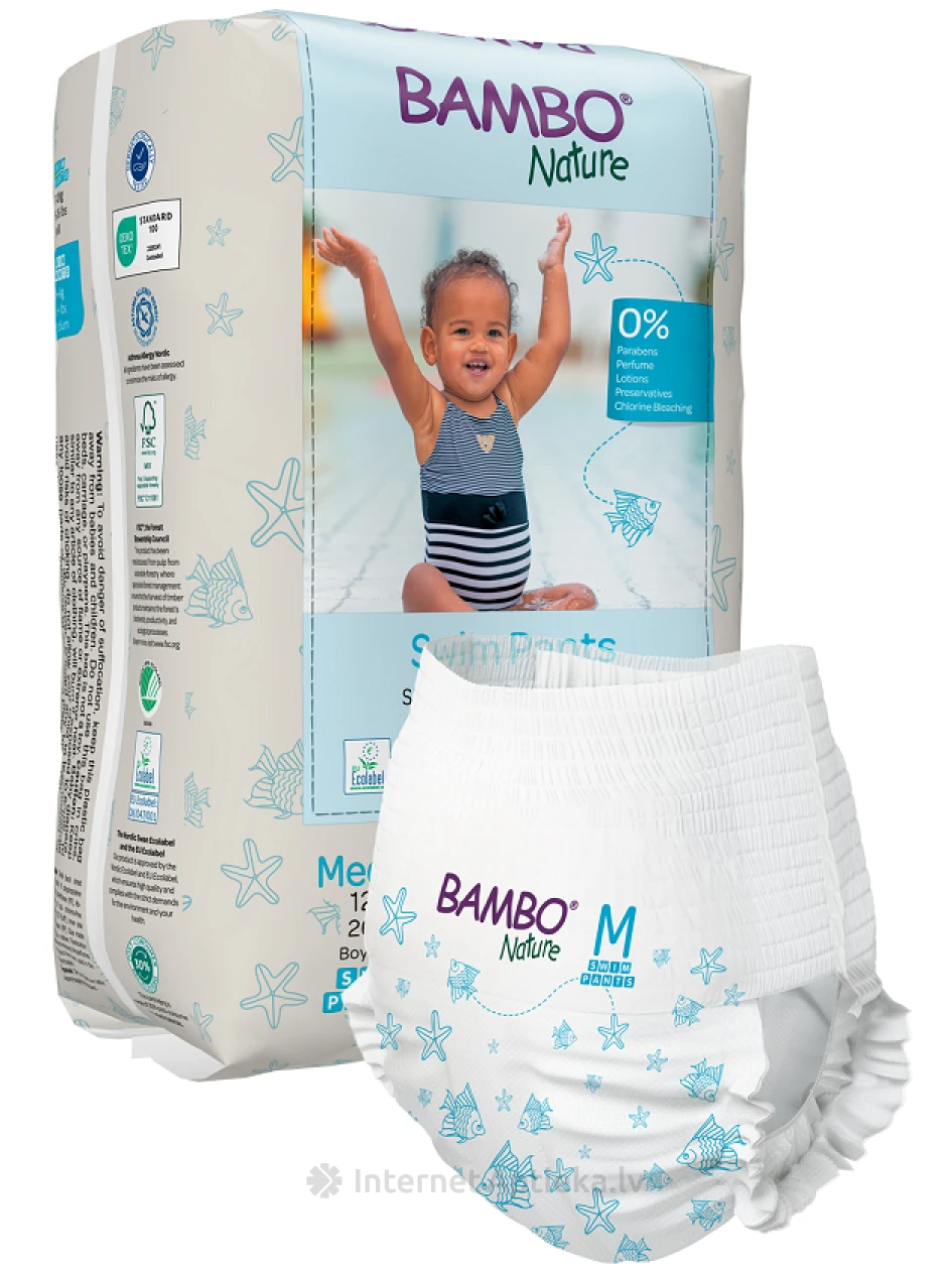 Bambo Nature Biksītes peldēšanai, M izmērs., 12+ kg, 12 шт. | internetaptieka.lv