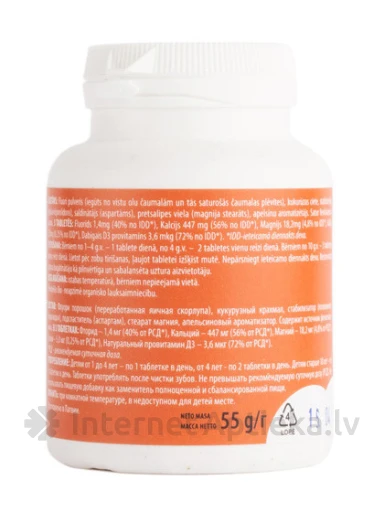 Fluor lastele apelsiniga 220 mg, 250 tabletti | internetaptieka.lv