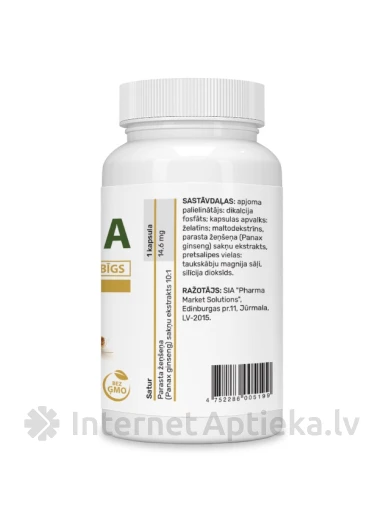 Ženšenni ekstrakt, 30 kapslit | internetaptieka.lv