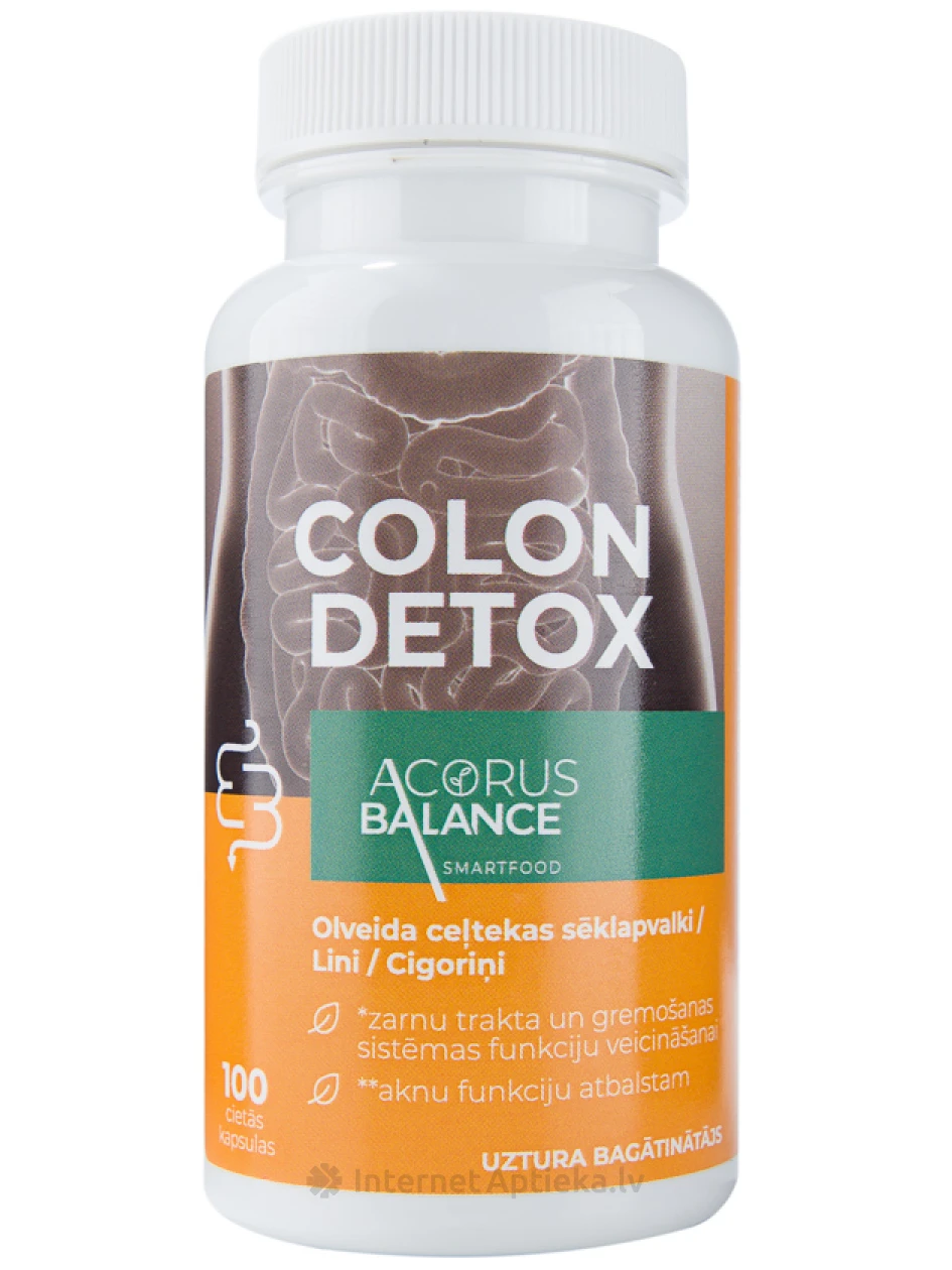 Acorus Balance Colon Detox+Fiber, 100 капсул | internetaptieka.lv