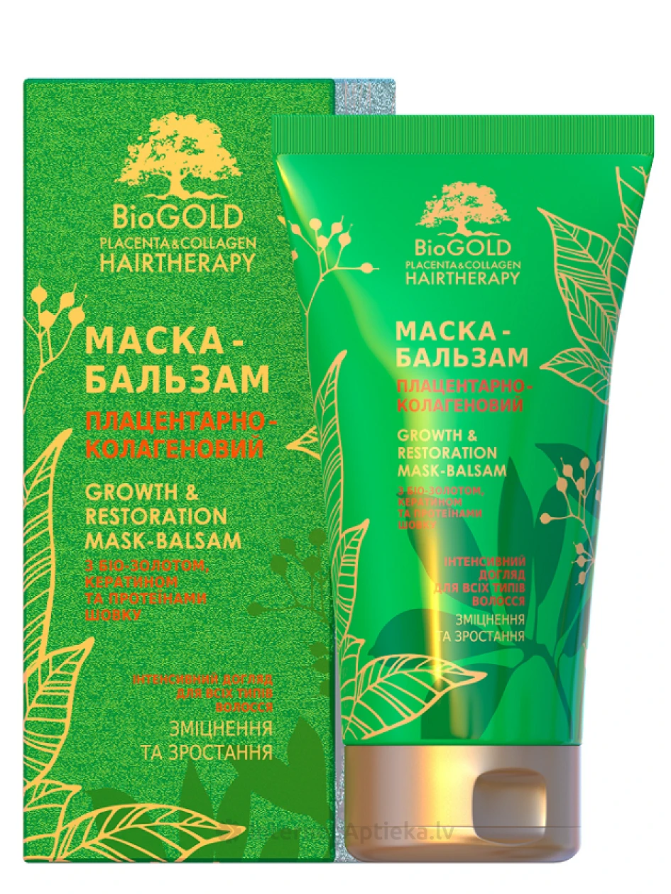 Biogold плацентарная коллагеновая маска-бальзам для всех типов волос, 150 мл | internetaptieka.lv