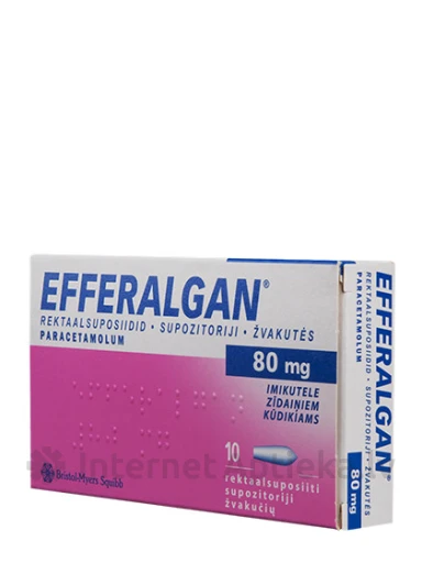 Efferalgan 80mg, 10 supozitoriji | internetaptieka.lv