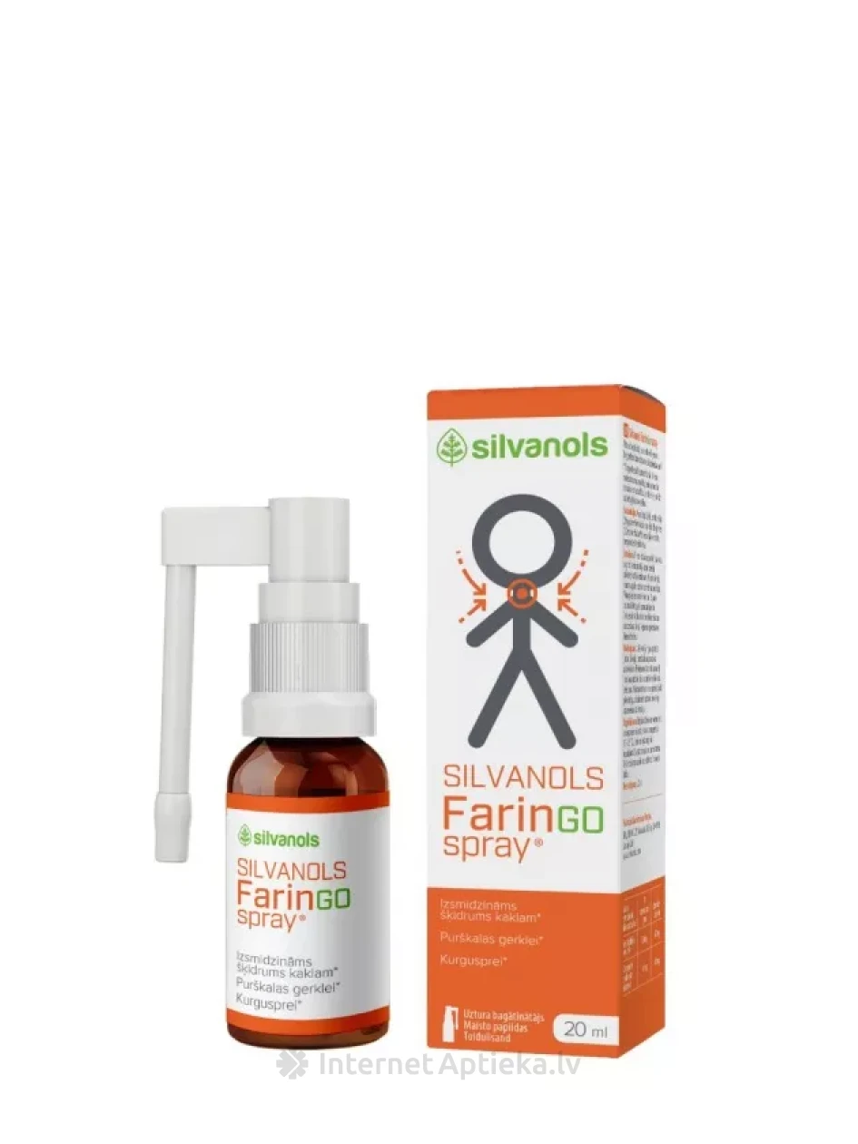 Silvanols faringospray sprejs, 20 ml | internetaptieka.lv