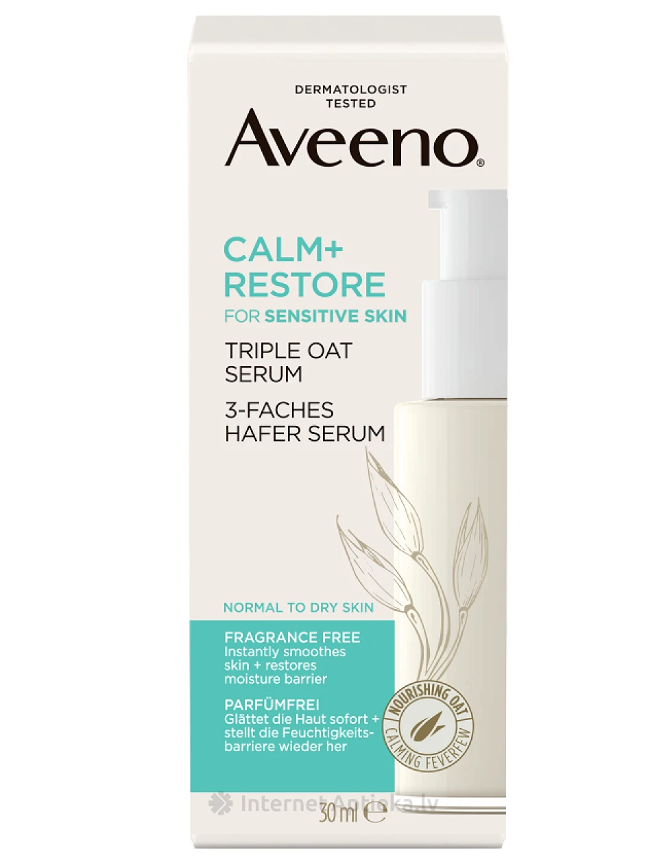 AVEENO Calm+Restore serums ar trīskāršu auzu kompleksu, 30 ml | internetaptieka.lv