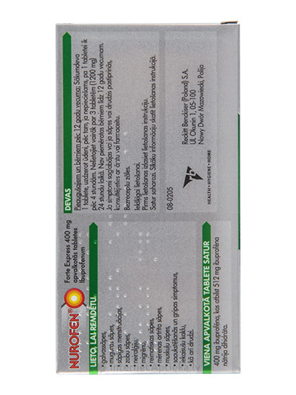 Nurofen Forte Express 400 mg, 24 tabletes | internetaptieka.lv