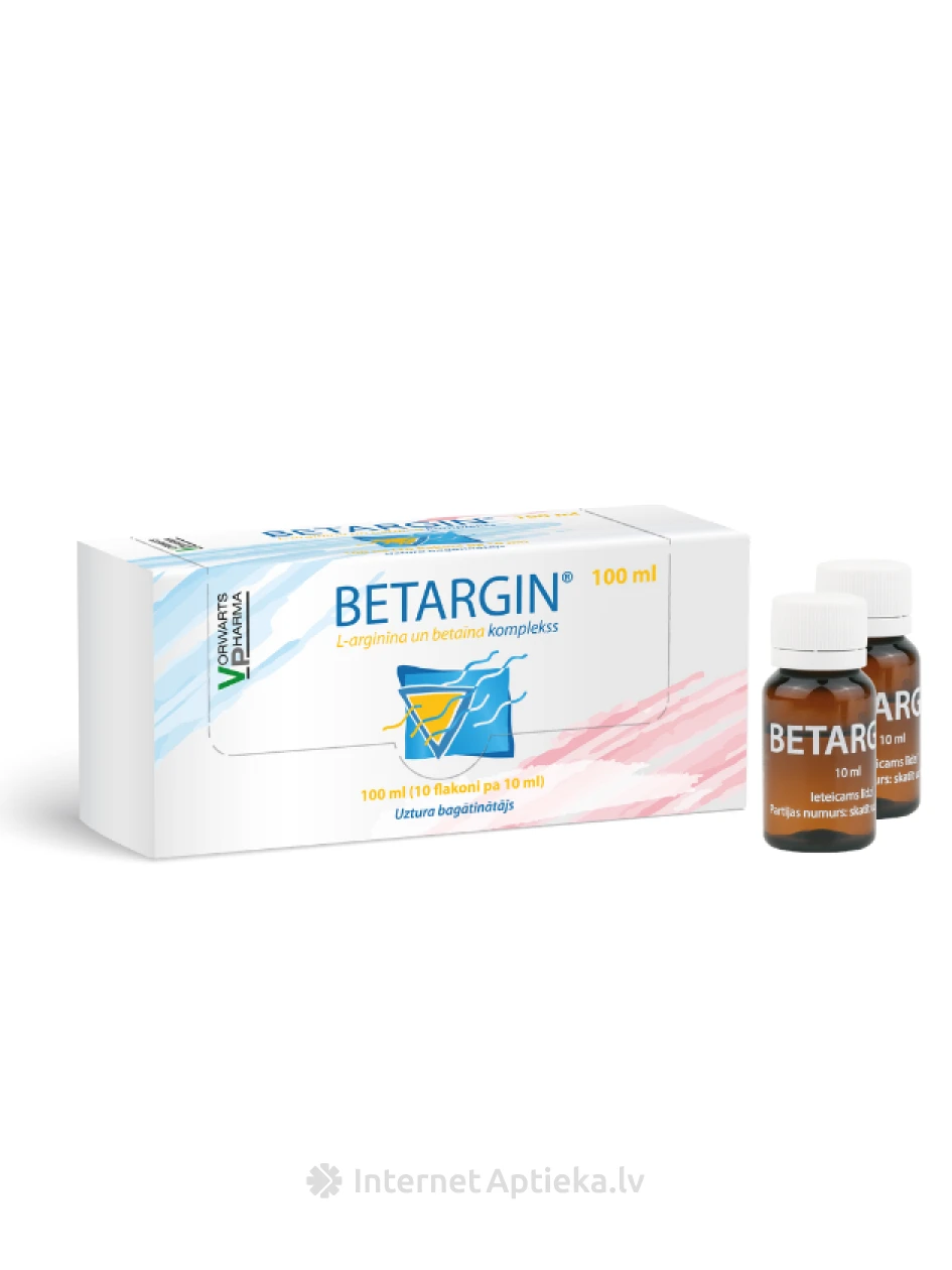 BETARGIN® L-arginīna un betaīna komplekss, 10 flakoni | internetaptieka.lv