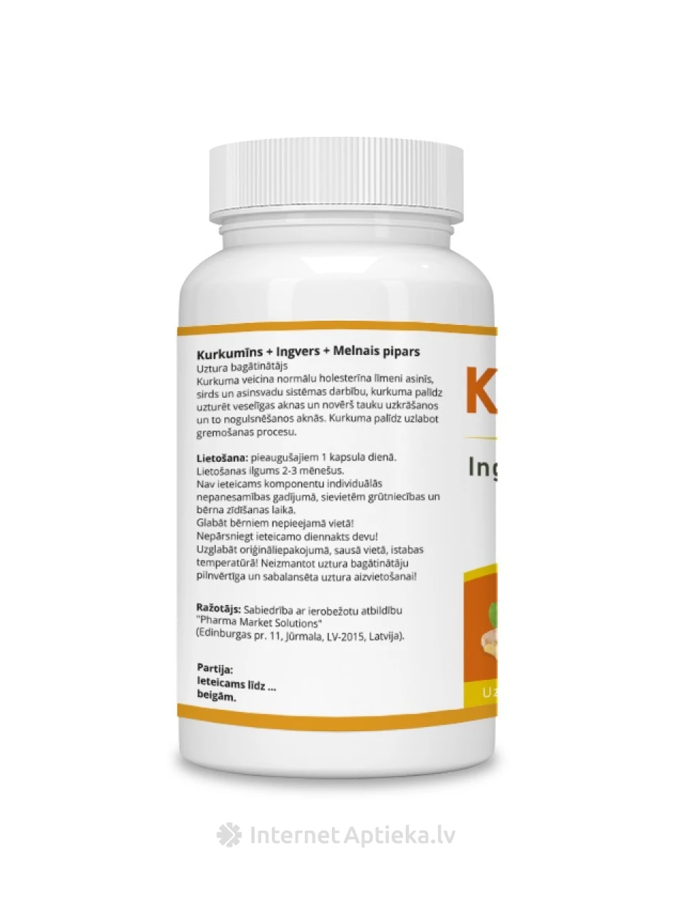 Kurkumiin+ingver+must pipar kapslit, 30 tk. | internetaptieka.lv