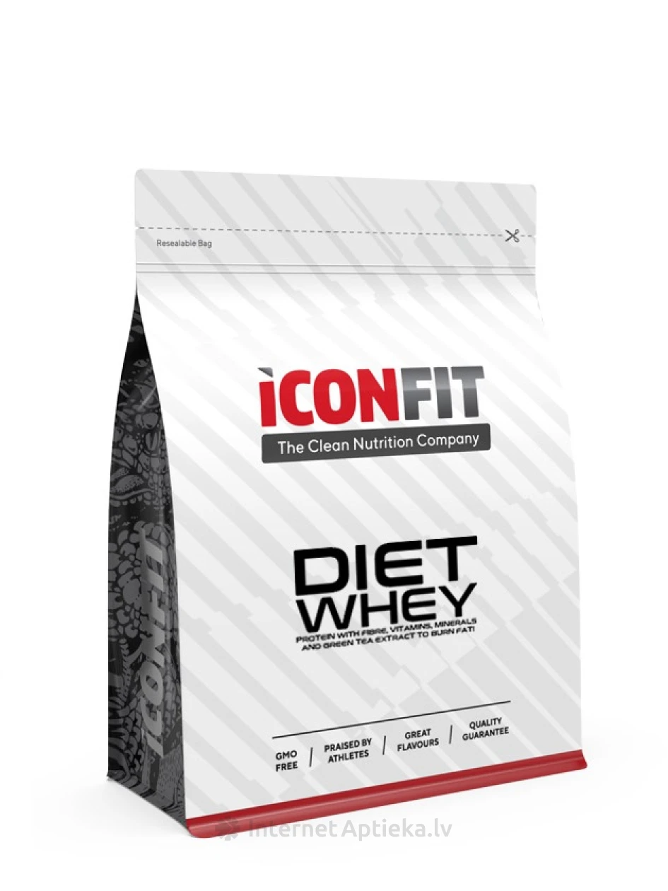 ICONFIT Diet Сывороточный протеин со вкусом клубники, 1 кг | internetaptieka.lv